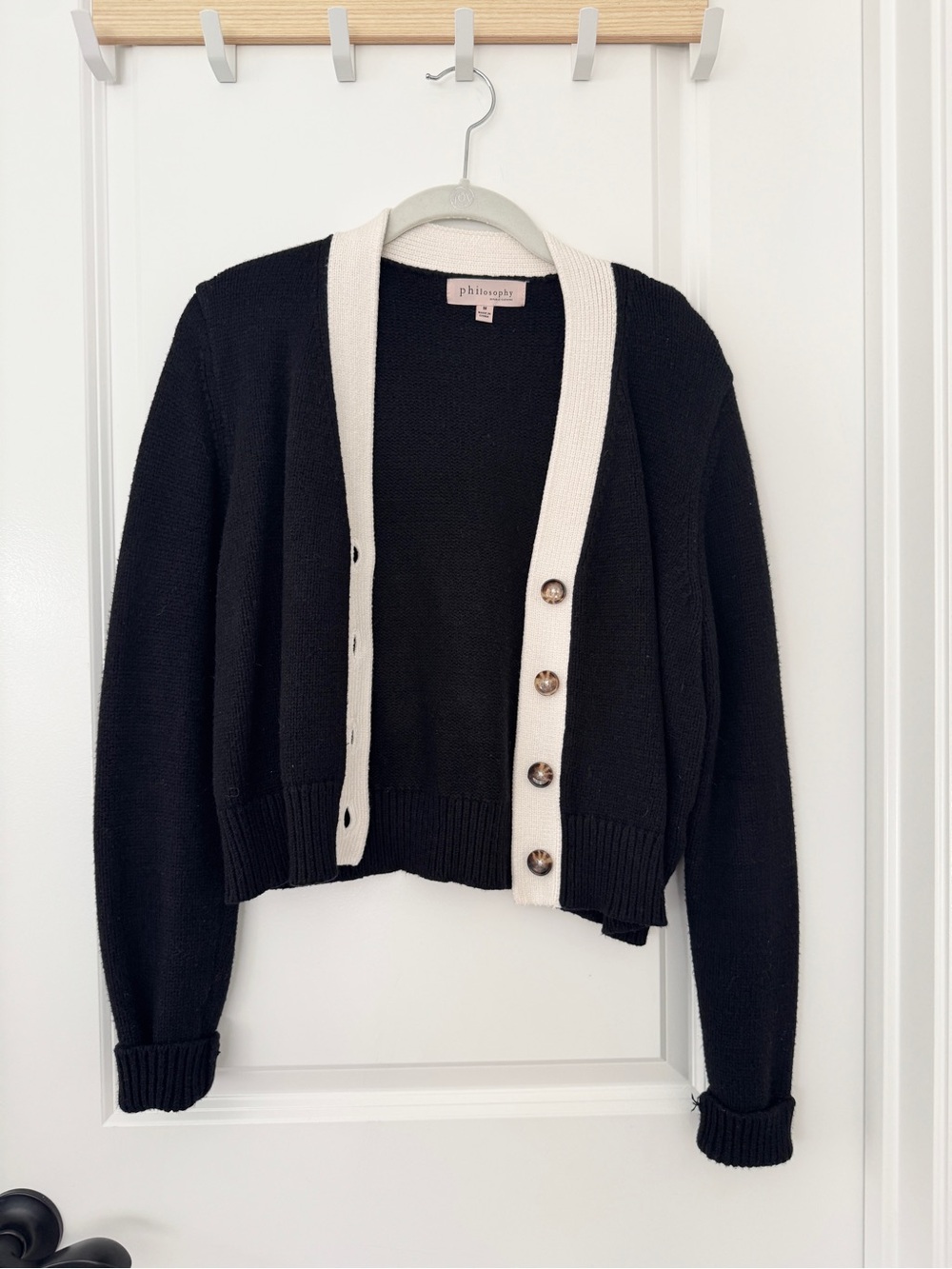 philosophy Black & Cream Button-Front Women's Cardigan Sweater